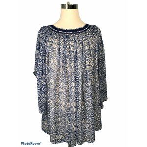 MING SUIT Women’s Blouse Size 8 Blue White Flowy